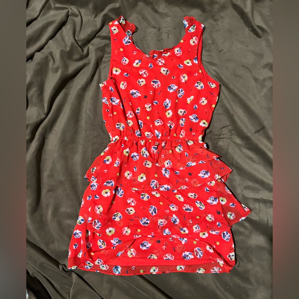 ❤️Red Floral Dress With Ruffles💐 - Picture 4 of 4